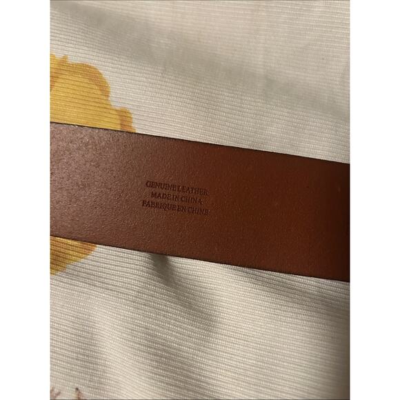 VTG Ralph Lauren Tan Leather Belt Brass Anchor Emblem Buckle XL main image 6